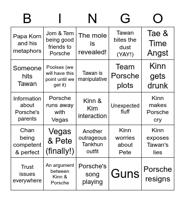 KinnPorsche Episode 10 Bingo Card