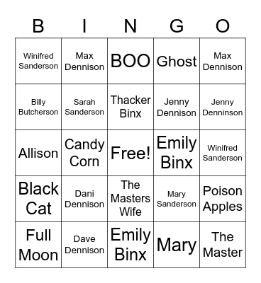 Hocus Pocus Bingo Card
