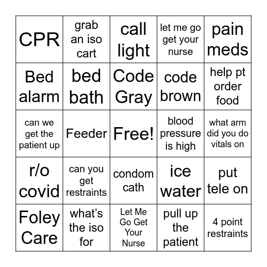 PCA WEEK BINGO Card