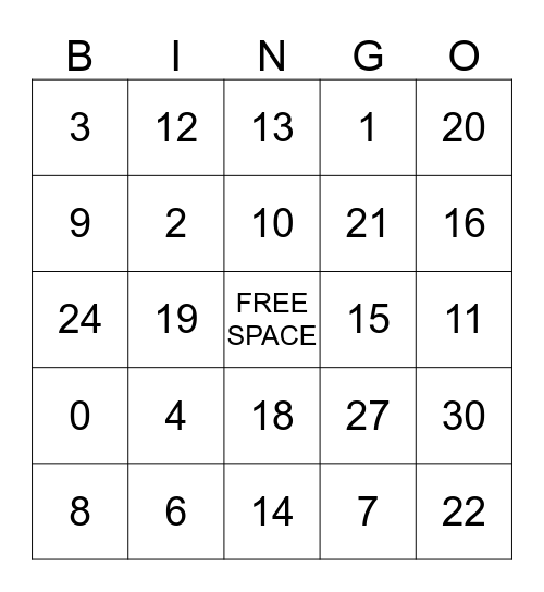 Math BINGO!  Bingo Card