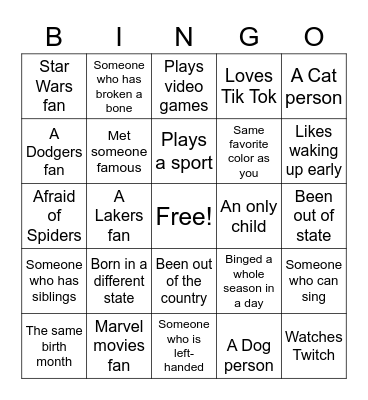 AYA Human Bingo Card