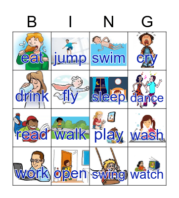 Verbs 1 Bingo Card