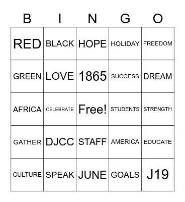 JUNETEENTH Bingo Card