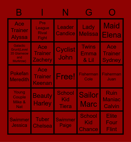 Faye's Bingo Card