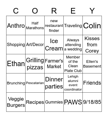 All About Andrea (30th Bday Style) Bingo Card