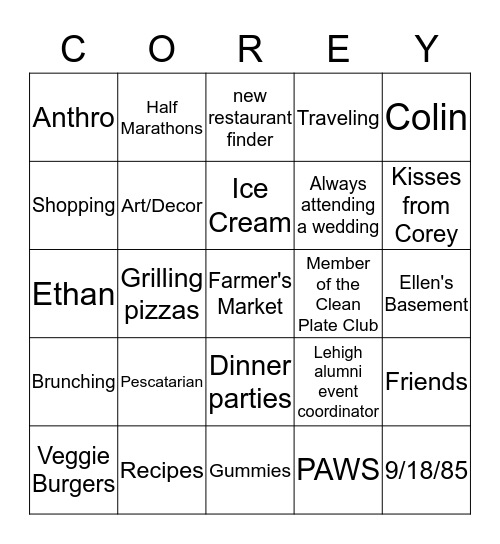 All About Andrea (30th Bday Style) Bingo Card
