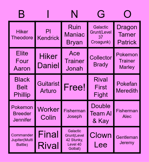 Blake's Card Bingo Card