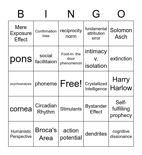 AP Psych Bingo Card