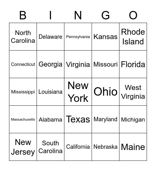 License Plate Bingo Card