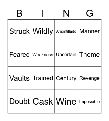 Vocabulary Bingo Card