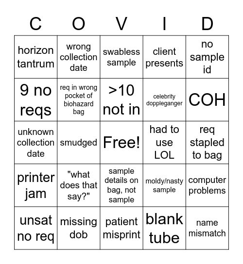 COVACC bingo Card