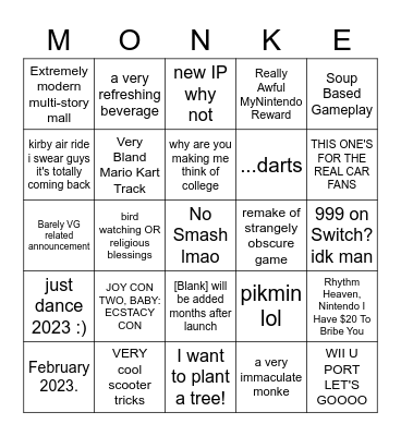 Definitely Not E3 Bingo Card
