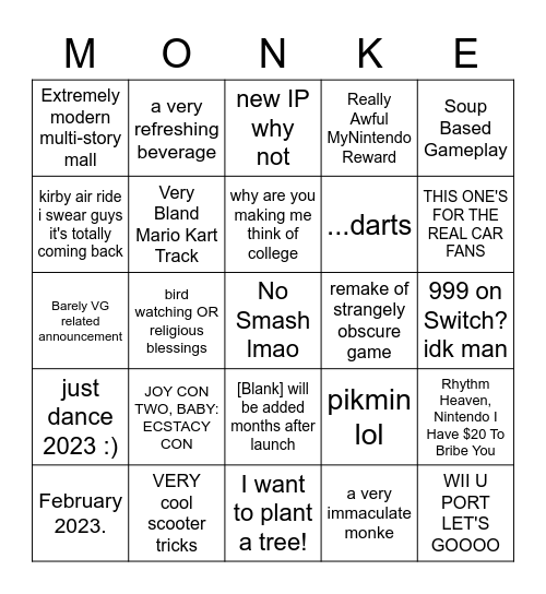 Definitely Not E3 Bingo Card