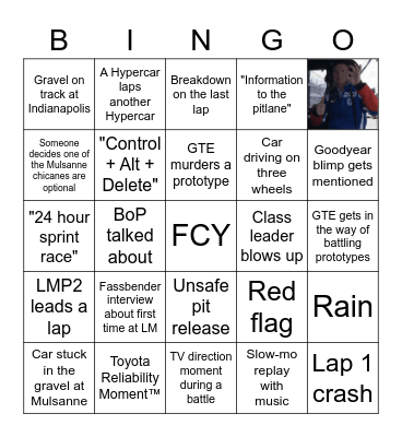 24 Hours of Le Mans 2022 Bingo Card