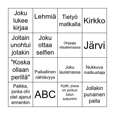 Bongaa matkalla! Bingo Card