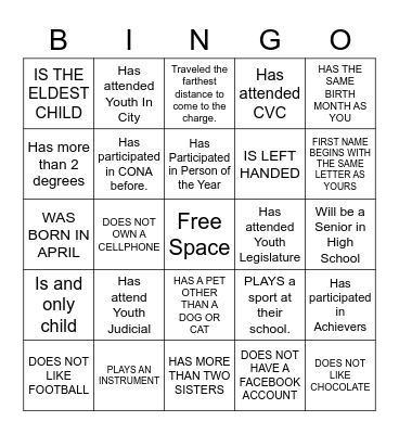 FIND  SOMEONE  WHO Bingo Card
