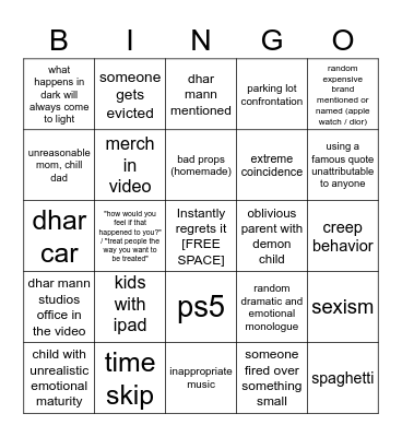 dhar mann bingo!! Bingo Card