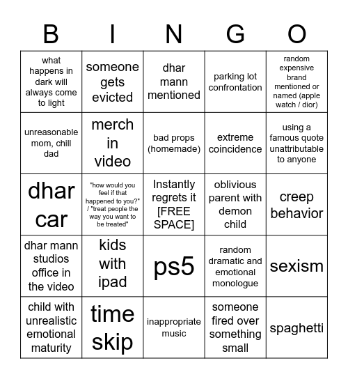 dhar mann bingo!! Bingo Card