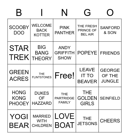 TV THEME COVER ALL Bingo Card