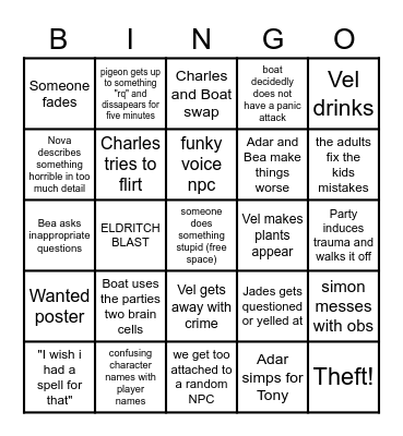 Onism: dungeons and dinguses Bingo Card