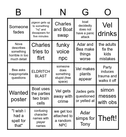 Onism: dungeons and dinguses Bingo Card