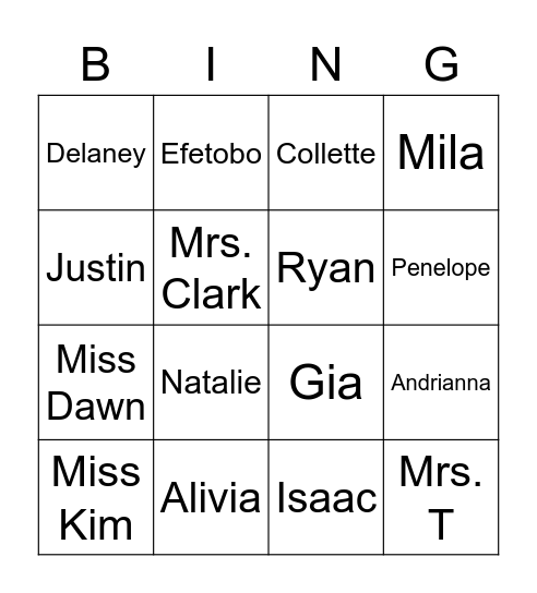 Pre-K Bingo! Bingo Card