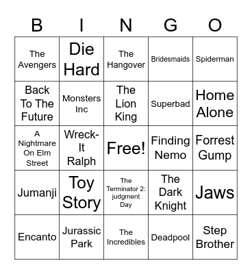 Movie Bingo Card