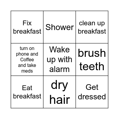 Monday morning Bingo Card