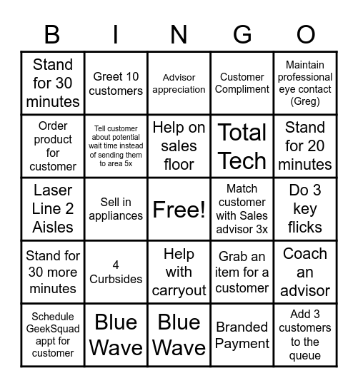 Hosts Bingo Card