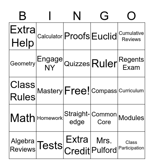 Open House Bingo Card