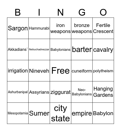 7th - Chapter 3 Bingo Card