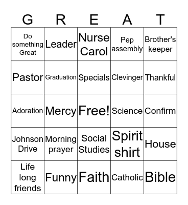 GREAT Bingo Card