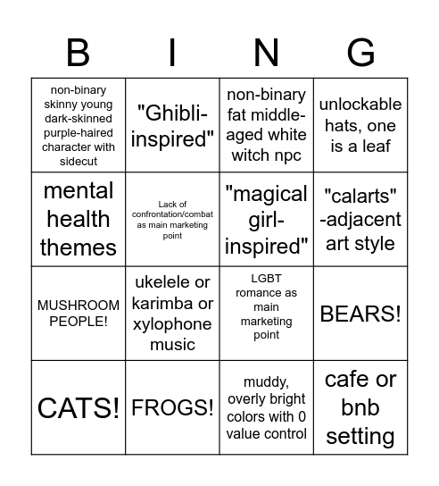 WHOLESOME GAMES Bingo Card