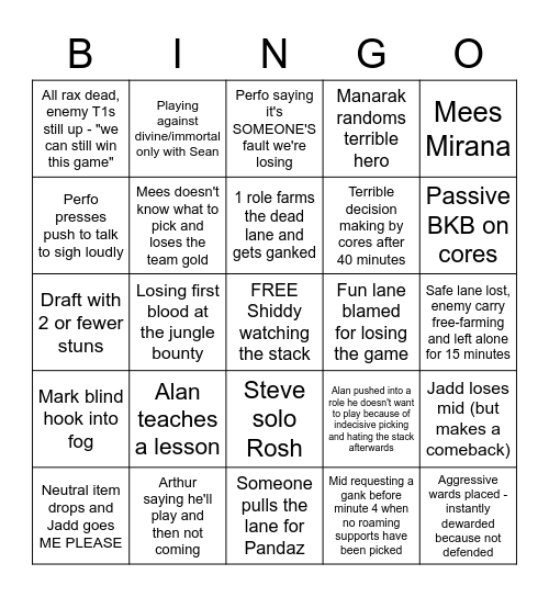 Stack bingo Card