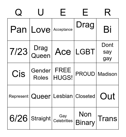 Gay Bingo Card