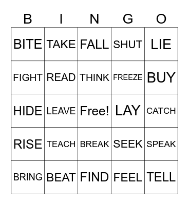 Past Simple Bingo Card