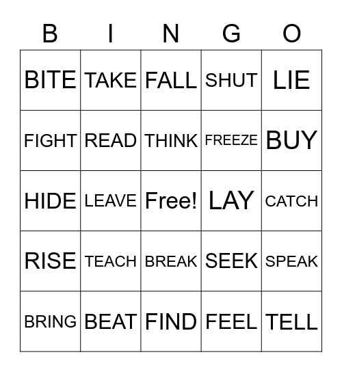 Past Simple Bingo Card