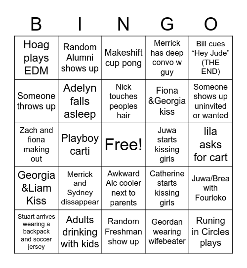 Grad Party Bingo!! Bingo Card