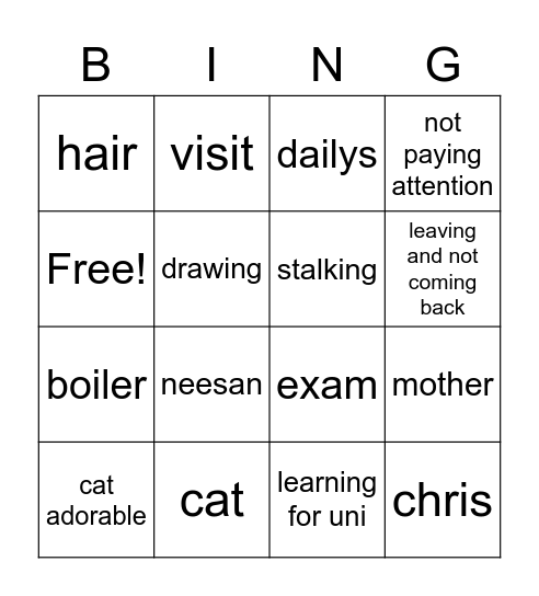 sammy Bingo Card
