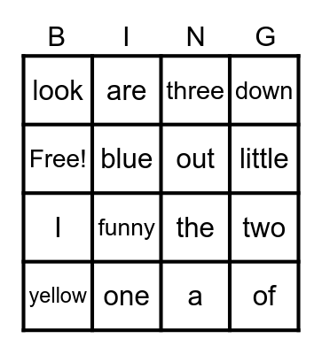 Sight Word Bingo Week 1 Bingo Card