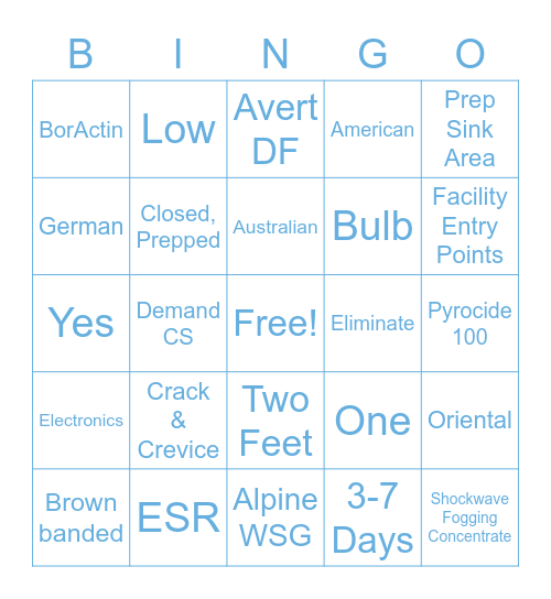 Cockroach Bingo! Bingo Card