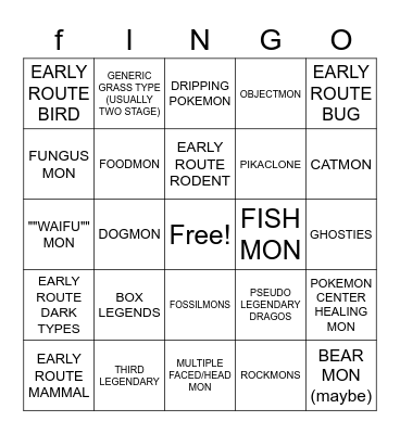POKEMON GEN 9 AAAAAAAA Bingo Card