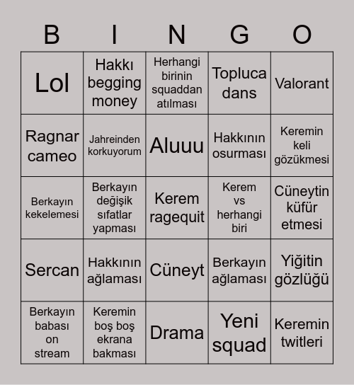 Nympea yayın Bingo Card