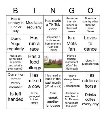 St Thomas Bingo Card