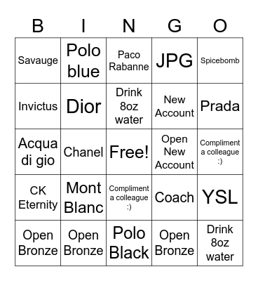 Fragrance Father's Day Bingo Card