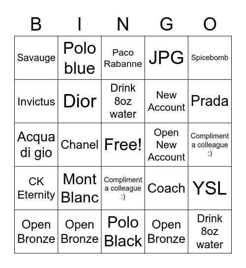 Fragrance Father's Day Bingo Card