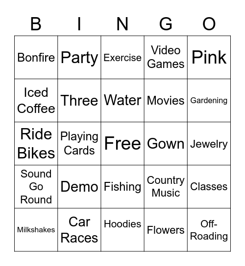 Shilyn's Square Bingo Card