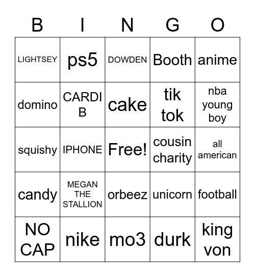 FAMILY BINGO Card