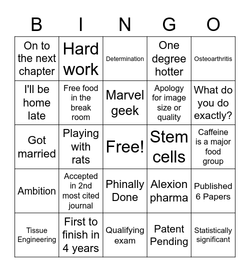 Untitled Personal Bingo Card