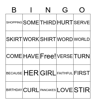 LIST 10 Bingo Card